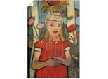 Artland Kunstdruck »Mädchen in rotem Kleid vor Sonnenblume.«, Bilder von Kindern, (1 St.), als Alubild, Leinwandbild, Wandaufkleber oder Poster in versch. Grössen