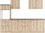Küche OPTIFIT "Bella", beige (küche: natur, front: wildeiche, korpus: wildeichefarben, arbeitsplatte: marmor weiß), B:270cm T:60cm, Komplettküchen-Sets, Breite 210 cm, wahlweise mit E-Geräten