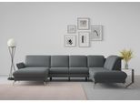 Wohnlandschaft SIT & MORE "Fashion U-Form", grau (dunkelgrau), B:338cm H:84cm T:207cm, Sofas, Wohnlandschaft, wahlweise mit Kopfteilverstellung, Vorziehsitz, motorisch, Nickelfüße