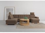 Wohnlandschaft SIT & MORE "Quincy U-Form", braun (schoko), B:312cm H:82cm T:213cm, Sofas, Wohnlandschaft, wahlweise mit Bettfunktion und Bettkasten