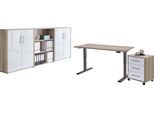 Büromöbel-Set BMG MÖBEL "Tabor", weiß (eiche sonoma, weiß matt), Metall, Holzwerkstoff, Arbeitsmöbel-Sets, mit elektrisch höhenverstellbarem Schreibtisch