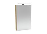 Spiegelschrank FACKELMANN "SBC", beige (sandeiche, beige, braun), B:40cm H:68cm T:15,3cm, Glas, Schränke, Spiegelschrank, Aufsatzleuchte, Schalter und Steckdose, Breite 40cm, Anschlag rechts