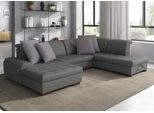 Wohnlandschaft SIT & MORE "Luxor U-Form", grau (steel), B:329cm H:82cm T:224cm, Luxus-Microfaser ALTARA NUBUCK (100% Polyester);Soft clean (98% Polyester, 2% Polyamid);Struktur fein (100% Polyester), Sofas, Wohnlandschaft, wahlweise mit Bettfunktion, Bettkasten und Kopfteilverstellung