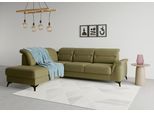 Ecksofa SIT & MORE "Sinatra L-Form", grün (olive), B:251cm H:85cm T:220cm, 98% Polyester, 2% Polyamid, Sofas, Ecksofa, mit Ottomane, optional mit Kopfteilverstellung und Armteilfunktion