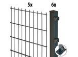 Doppelstabmattenzaun GARDEN 'N' MORE "Excellent", grau (anthrazit), H:160cm L:10cm, Kunststoff, Stahl, Zaunelemente, 5 Elemente für 10 m, LxH: 200 x 163 cm, mit 6 Pfosten