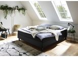 Boxbett "Happy", schwarz, B:160cm L:200cm, Bettgestell und seitliche Einfassung der Matratzen: Strukturstoff, 100% Polyester;Spiegelfläche der Matratze: 100% Polyester;Topper: 100% Polyurethan, Bezug (100% Polyester);Bezug Kopfkissen und Steppdecke: Microfaser (100% Polyester), waschbar bis 95C;Füllung Kopfkissen und Steppdecke: silikonisierte Hohlfaser (100% Polyester), anti-alergisch, ATLANTIC H