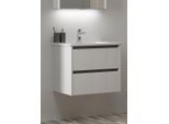 Waschtisch WELLTIME "Urban", weiß (weiß matt, weiß), B:61,5cm H:50cm T:46,5cm, Holzwerkstoff, Keramik, Kunststoff, MDF, Waschtische, Waschtisch, mit Keramik Waschbecken, 2 Schubladen mit Softclose, Breite 60 cm
