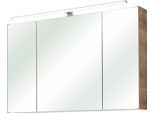 Spiegelschrank SAPHIR "Quickset Badschrank, 3 Spiegeltüren, 6 Einlegeböden, 105 cm breit", braun (eiche ribbeck), B:105cm H:70cm T:16cm, Holzwerkstoff, Schränke, Spiegelschrank Spiegelschrank mit Beleuchtung, inkl. LED-Beleuchtung, Türdämpfer, Schalter-/Steckdosenkombination
