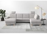 Wohnlandschaft HOME AFFAIRE "Summer U-Form", silber, B:314cm H:91cm T:170cm, 95% Polyester, 5% Polyamid, Sofas, Wohnlandschaft, mit oder ohne Bettfunktion und Bettkasten, Cord-Bezug