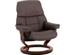 Relaxsessel STRESSLESS "Ruby", braun (braun batick), B:74cm H:97cm T:74cm, Leder BATICK: BATICK ist ein leicht korrigiertes, durchgefärbtes und genarbtes Möbelleder, bei dem die meisten Unebenheiten und Spuren in der Regel entfernt wurden.;Leder PALOMA: PALOMA ist ein durchgefärbtes Semianilin-Möbelleder mit natürlicher Narbung., Sessel, Relaxsessel, mit Classic Base, Größe S, Gestell Eiche, Wenge