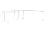 Schreibtisch GERMANIA "Mailand", weiß (weiß, weiß, weiß), B:260cm H:91cm T:220cm, Tische, Mechanisch höheneinstellbarer Winkelschreibtisch mit einem Stützfuß
