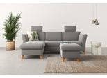 Ecksofa HOME AFFAIRE "Trelleborg L-Form" Sofas Gr. B/H/T: 249 cm x 86 cm x 162 cm, Struktur fein, Recamiere links, ohne Bettfunktion-ohne Bettkasten, grau Ecksofas Federkern-Polsterung, wahlweise mit Bettfunktion und Bettkasten