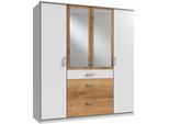 Kleiderschrank WIMEX "Click", weiß (weiß, plankeneichefarben), B:180cm H:199cm T:58cm, Schränke, Kleiderschrank Drehtürenschrank, mit Spiegel
