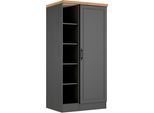 Vorratsschrank KOCHSTATION "KS-Lana", grau (matt grau, wotaneiche), B:80cm H:166cm T:60cm, Holzwerkstoff, MDF, Schränke, Vorratsschrank, Breite 80 cm