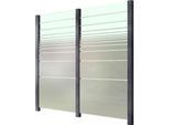 Zaun STAKET PRO, grau, Pfosten: 3 Stk., Aluminium, Glas, Zaunelemente, Glaszaun, Gesamtlänge: 2,29 m, 3 Pfosten
