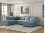 Wohnlandschaft SIT & MORE "Dundee U-Form", blau (hellblau), B:338cm H:86cm T:219cm, Sofas, Wohnlandschaft, mit Federkern und Massivholzfüßen, wahlweise mit Kopfteilverstellung