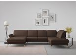 Wohnlandschaft SIT & MORE "Fashion U-Form", braun (dunkelbraun), B:338cm H:84cm T:207cm, Sofas, Wohnlandschaft, wahlweise mit Kopfteilverstellung, Vorziehsitz, motorisch, Nickelfüße