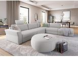 Ecksofa SIT & MORE "Cadabra L-Form", silber, B:356cm H:80cm T:292cm, Samtoptik (100% Polyester);Soft clean (98% Polyester, 2% Polyamid);Struktur fein (100% Polyester), Sofas, Ecksofa, Breite 356 cm, mit Sitztiefenverstellung