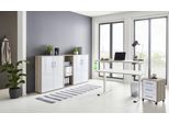 Büromöbel-Set BMG MÖBEL "Tabor", weiß (eiche sonoma, weiß hochglanz, tisch weiß), Metall, Holzwerkstoff, Arbeitsmöbel-Sets, mit elektrisch höhenverstellbarem Schreibtisch