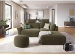 Ecksofa SIT & MORE "Cadabra L-Form", grün (olive), B:243cm H:80cm T:198cm, Samtoptik (100% Polyester);Soft clean (98% Polyester, 2% Polyamid);Struktur fein (100% Polyester), Sofas, Ecksofa, Breite 243 cm, inklusive Sitztiefenverstellung