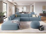 Ecksofa SIT & MORE "Cadabra L-Form", blau (hellblau), B:356cm H:80cm T:292cm, Samtoptik (100% Polyester);Soft clean (98% Polyester, 2% Polyamid);Struktur fein (100% Polyester), Sofas, Ecksofa, Breite 356 cm, mit Sitztiefenverstellung