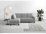 Ecksofa HOME AFFAIRE "Summer L-Form", silber, B:236cm H:91cm T:170cm, 100% Polyester, Sofas, Ecksofa, mit Ottomane, mit oder ohne Bettfunktion und Bettkasten, Cord-Bezug