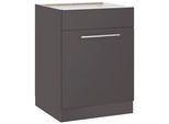 Spülenschrank WIHO KÜCHEN "Flexi2", grau (front und korpus: anthrazit), B:60cm H:85cm T:57cm, Schränke, Spülenschrank, Breite 60 cm
