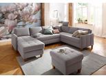 Wohnlandschaft HOME AFFAIRE "Earl U-Form", grau, B:292cm H:80cm T:204cm, Struktur fein (100% Polyester);Luxus-Microfaser ALTARA NUBUCK (100% Polyester);Luxus-Microfaser in Lederoptik (100% Polyester), Sofas, Wohnlandschaft, wahlweise auch mit Bettfunktion oder Bettfunktion mit Bettkasten
