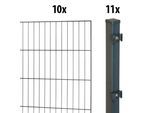 Einstabmattenzaun GARDEN 'N' MORE "Standard", grau (anthrazit), H:175cm L:20cm, Kunststoff, Stahl, Zaunelemente, 10 Elemente für 20 m, LxH: 200 x 175 cm, mit 11 Pfosten