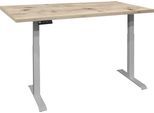 Schreibtisch MÄUSBACHER "Big System Office", silber (silber, sandeiche, silber, sandeiche), B:140cm, Tische, Breite 140 cm, elektrisch höhenverstellbar