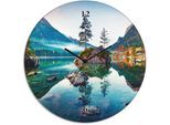 Artland Wanduhr »Glasuhr rund Herbstszene des Hintersee vor Alpen«, wahlweise mit Quarz- oder Funkuhrwerk, lautlos ohne...