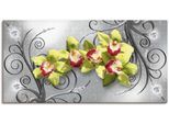 Artland Wandbild »Grüne Orchideen auf Ornamenten«, Blumenbilder, (1 St.), als Alubild, Outdoorbild, Leinwandbild, Poster,...
