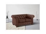 Home affaire Chesterfield-Sofa »Chesterfield 2-Sitzer B/T/H: 150/89/74 cm«, mit hochwertiger Knopfheftung, auch in Leder Home affaire braun