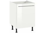 Spülenschrank OPTIFIT "Bern", weiss (weiß hochglanz, weiß), B:60cm H:87cm T:58,4cm, Schränke, Spülenschrank, 60 cm breit, mit 1 Tür, mit höhenverstellbaren Füssen, mit Metallgriff