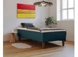 Boxspringbett HOME AFFAIRE "Osterberg", blau (dunkelblau), B:141cm L:201cm, 100% Polyester, Komplettbetten, Boxspringbett, mit Taschen-Federkernunterbox
