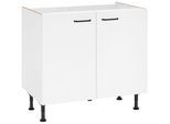 Spülenschrank OPTIFIT "Elga", weiss (weiß, weiß), B:90cm H:87cm T:58,4cm, Holzwerkstoff, Schränke, Spülenschrank, mit Soft-Close-Funktion, höhenverstellbaren Füssen, Breite 90 cm