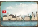 queence Metallbild »SCHWEIZ SKYLINE«, Schweiz, Stahlschilder, Schweiz