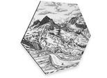 Wall-Art Metallbild »Alpenpass Frankreich Natur Weiss«, Schriftzug, (1 St.), vintage Metallschild