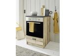 Herdumbauschrank HOME AFFAIRE "Sherwood", braun (old style hell dekor), B:63cm H:93cm T:64cm, Schränke, Herdumbauschrank, mit Apothekergriffen aus Metall, Breite der Arbeitsplatte 63 cm