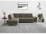 Ecksofa SIT & MORE "Westham L-Form", grün (lindgrün), B:261cm H:88cm T:179cm, 100% Polyester, Sofas, Ecksofa, mit Ottomane, mit oder ohne Bettfunktion, Bettkasten, Verstellung