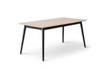 Esstisch HAMMEL FURNITURE "Meza Designtisch mit Auszugsfunktion und 2 Einlegeplatten", beige (natur, schwarz, natur), B:165cm H:74cm T:90cm, Tischplatte: Weißpigmentiertes, matt lackiertes Eichenfurnier (natürliche MDF-Kante). Gestell: Massive Esche., Tische, Esstisch, abgerundete Tischplatte MDF, Massivholzgestell, in zwei Breite