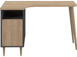 Schreibtisch TEMAHOME "NOOK", braun (eichefarbig, schwarz, eichefarbig), B:120cm H:76,2cm T:66,9cm, Tische, platzsparender Eckschreibtisch