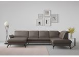 Wohnlandschaft SIT & MORE "Fashion U-Form", braun, B:338cm H:84cm T:207cm, Sofas, Wohnlandschaft, wahlweise mit Kopfteilverstellung, Vorziehsitz, motorisch, Metallfüße