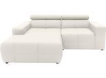 Ecksofa DOMO COLLECTION "Brandon kleine Ausführung B/T/H: 214/100/80 cm" Sofas Gr. B/H/T: 211 cm x 80 cm x 175 cm, Lu x us-Kunstleder, Recamiere links, ohne Nierenkissen, weiß Ecksofas Mit Kopfteilverstellung, auch in Leder und Cord, L-Form