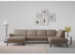 Wohnlandschaft SIT & MORE "Fashion U-Form", grau (taupe), B:338cm H:84cm T:207cm, Sofas, Wohnlandschaft, wahlweise mit Kopfteilverstellung, Vorziehsitz, motorisch, Metallfüße