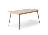 Esstisch HAMMEL FURNITURE "Meza Designtisch mit Auszugsfunktion und 2 Einlegeplatten", beige (natur, natur, natur), B:165cm H:74cm T:90cm, Tischplatte: Weißpigmentiertes, matt lackiertes Eichenfurnier (natürliche MDF-Kante). Gestell: Massive Eiche., Tische, Esstisch, abgerundete Tischplatte MDF, Massivholzgestell, in zwei Breiten