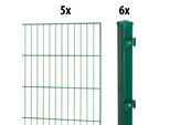 Einstabmattenzaun GARDEN 'N' MORE "Standard", grün, H:150cm L:10cm, Kunststoff, Stahl, Zaunelemente, 5 Elemente für 10 m, LxH: 200 x 150 cm, mit 6 Pfosten