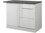 Eckunterschrank KOCHSTATION "KS-Brindisi", weiß (weiß hochglanz, weiß), B:110cm H:85cm T:60cm, Holzwerkstoff, MDF, Schränke, praktischer Stauraum in der Ecke