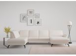Wohnlandschaft SIT & MORE "Fashion U-Form", beige (creme), B:338cm H:84cm T:207cm, Sofas, Wohnlandschaft, wahlweise mit Kopfteilverstellung, Vorziehsitz, motorisch, Metallfüße