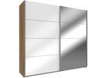 Schwebetürenschrank WIMEX "Easy", braun (plankeneichefarben, weißglas, spiegel), B:270cm H:210cm T:65cm, Schränke, Schwebetürenschrank, mit Glas und Spiegel